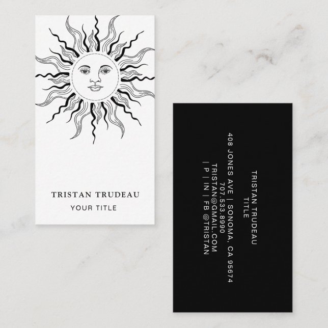 Tarjeta De Visita Sol Y Rayos Celestiales (Anverso / Reverso)
