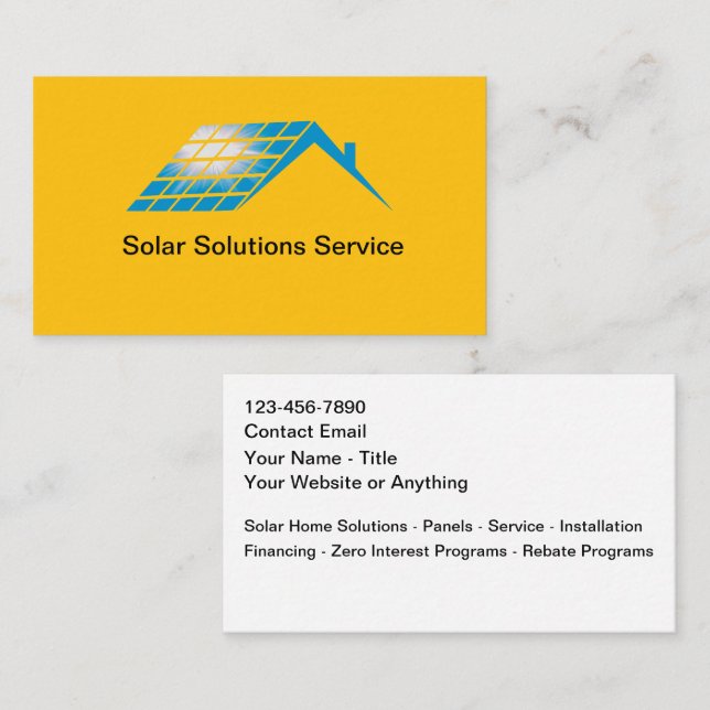 Tarjeta De Visita Solar Home Solutions Business Cards (Anverso / Reverso)