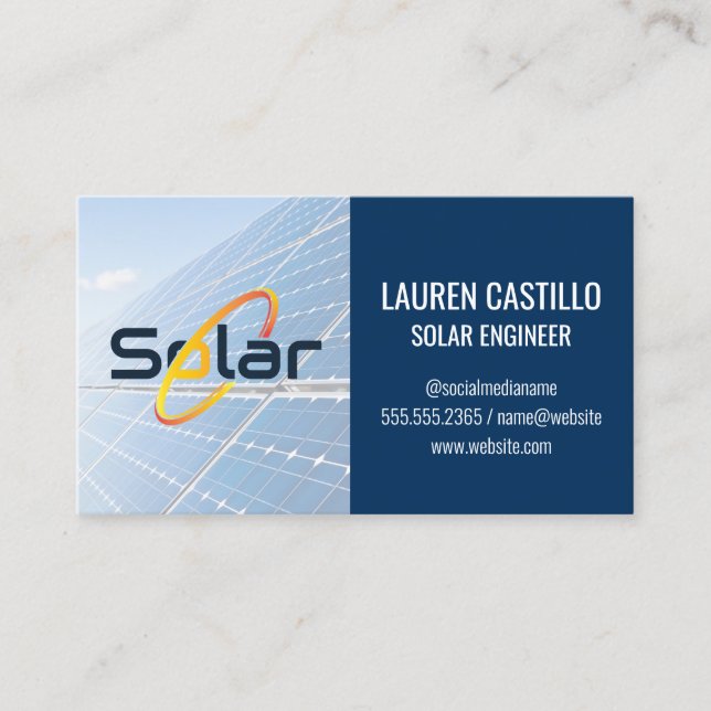 Tarjeta De Visita Solar Panels Energy | Light Bulb | QR Scan Code (Anverso)