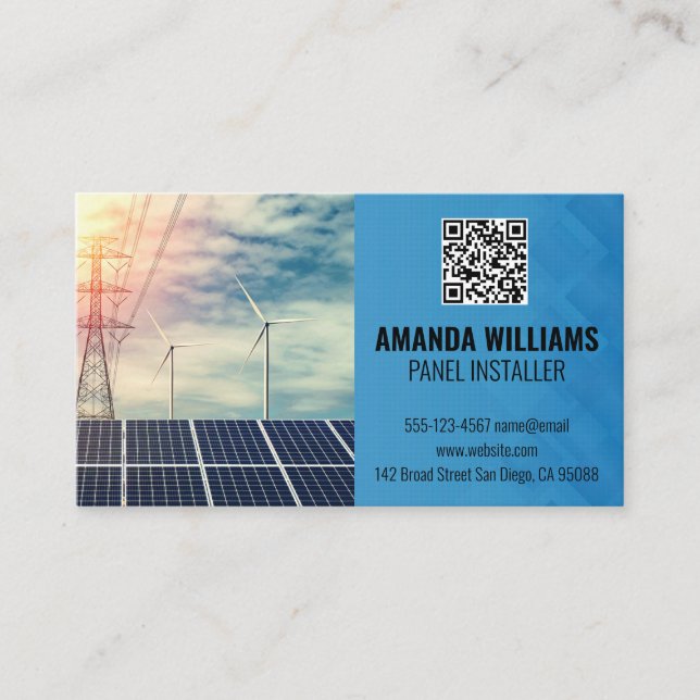Tarjeta De Visita Solar Panels | Tech Logo | Energy (Anverso)