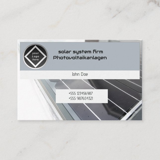 Tarjeta De Visita Solar Photovoltaik Anlage Technik Elektrik Verkauf (Anverso)