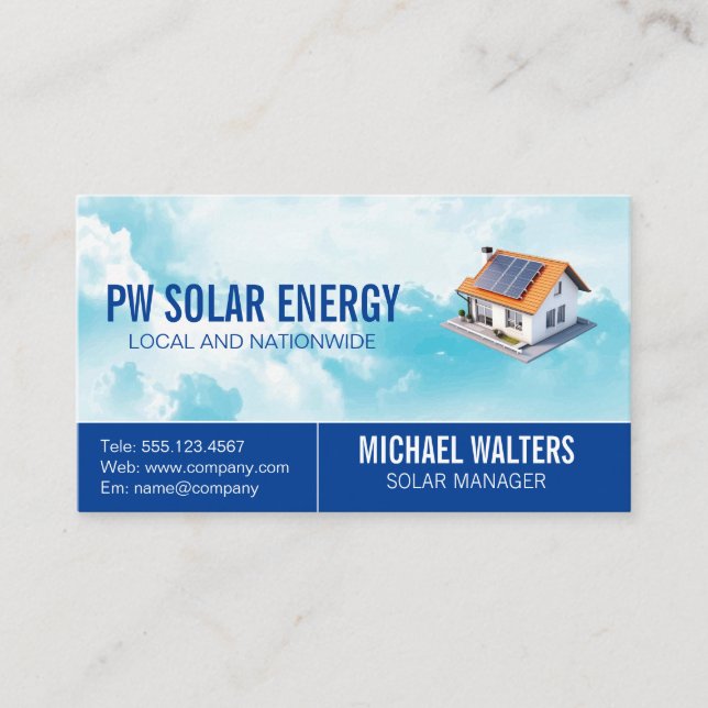 Tarjeta De Visita Solar residencial | Energía limpia (Anverso)