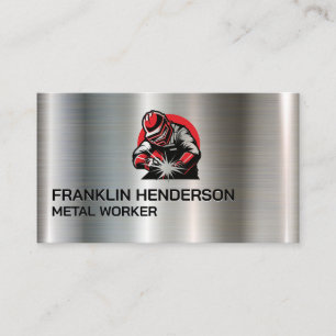 Tarjeta De Visita Soldador trabajando en metal   Artesanos