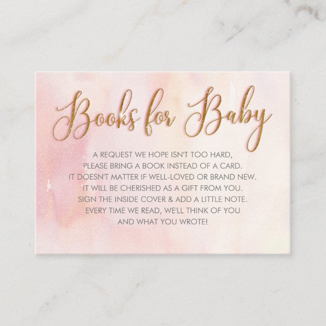 Tarjeta De Visita Solicitud de libro de Baby Shower rosa (Anverso)