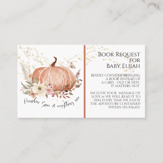 Tarjeta De Visita Solicitud de libro de bebé de especias de calabaza (Anverso)