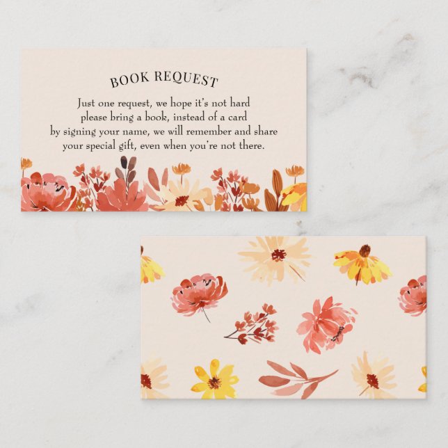 Tarjeta De Visita Solicitud de libro de flores silvestres/inserción  (Anverso / Reverso)