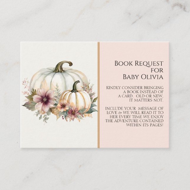 Tarjeta De Visita Solicitud de libro floral de calabaza blanca rusa  (Anverso)