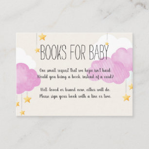 Tarjeta De Visita Solicitud de libro rosa Baby Shower Cloud 9