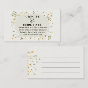 Tarjeta De Visita Solicitud de receta para flor silvestre Bridal Sho