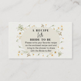 Tarjeta De Visita Solicitud de receta para flor silvestre Bridal Sho