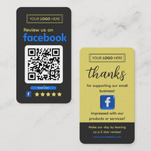 Tarjeta De Visita Solicitud de reseña de Facebook Pizarra de carbón