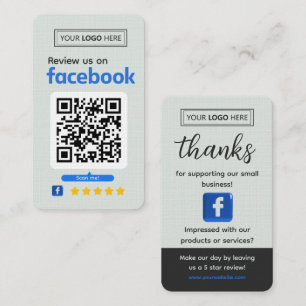 Tarjeta De Visita Solicitud de Reseña de Facebook Verde Claro Empres