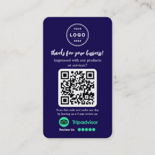 Tarjeta De Visita Solicitud de reseña de TripAdvisor con logotipo y 