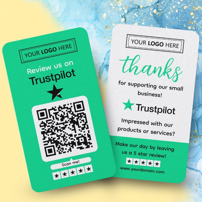 Tarjeta De Visita Solicitud de reseña de Trustpilot con código QR es (leave a review)