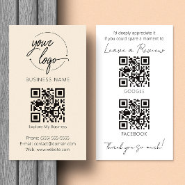 Tarjeta De Visita Solicitud de reseña minimalista con código QR Chic