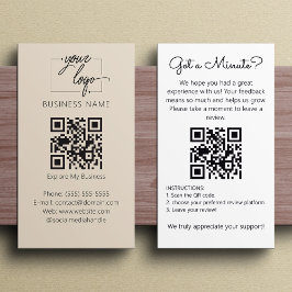 Tarjeta De Visita Solicitud de reseña minimalista con código QR Chic