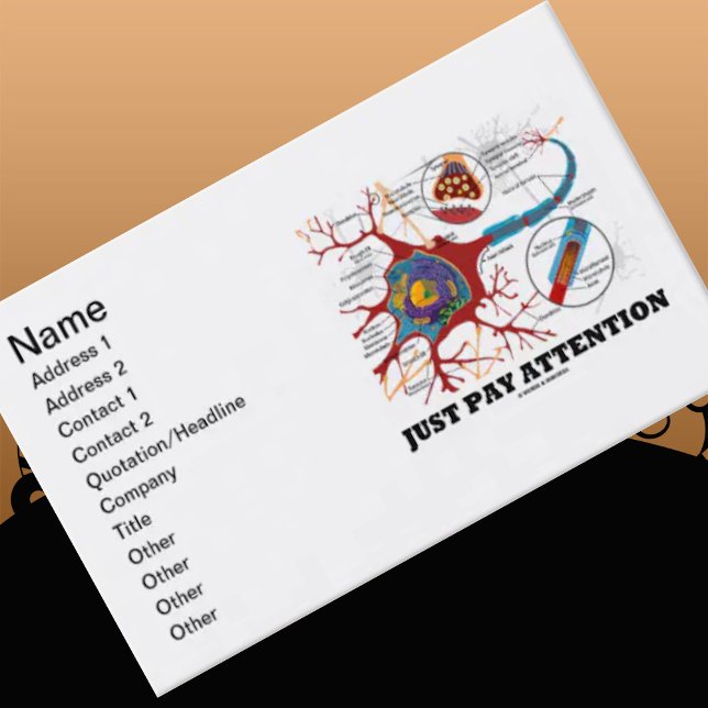 Tarjeta De Visita Sólo hay que prestar atención (neurona/sinapsis) (Grab everyone's attention at your next introduction w/ this "Just Pay Attention" biz card!)