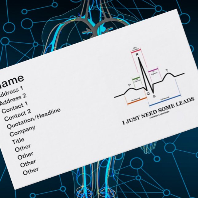 Tarjeta De Visita Solo Necesito Algunos Plancos (Electrocardiograma  (Medical personnel will enjoy introductions w/ humor w/ this "I Just Need Some Leads" biz card
)