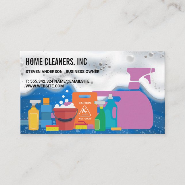 Tarjeta De Visita Soluciones de limpieza | Botella de spray | Soap S (Anverso)