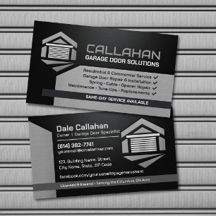 Tarjeta De Visita Soluciones Modernas para Puertas de Garaje