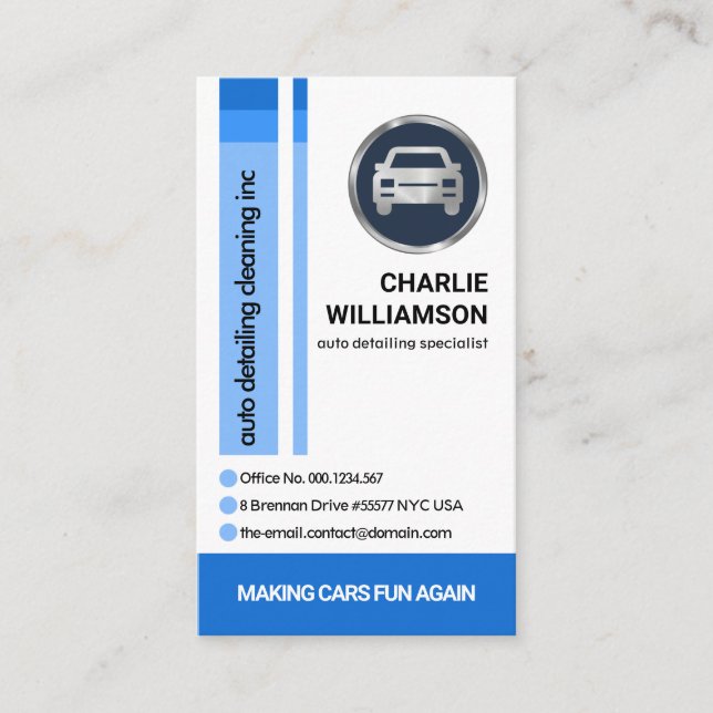 Tarjeta De Visita Sombra azul simple Estriba Automático Lavado de Au (Anverso)