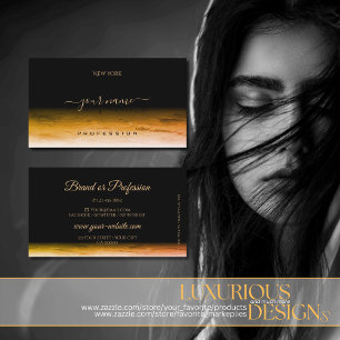 Tarjeta De Visita Sombra de patrón de mármol negro y Naranja Fuente 