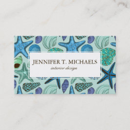 Tarjeta De Visita Sombras de Seashells y del modelo azules de las