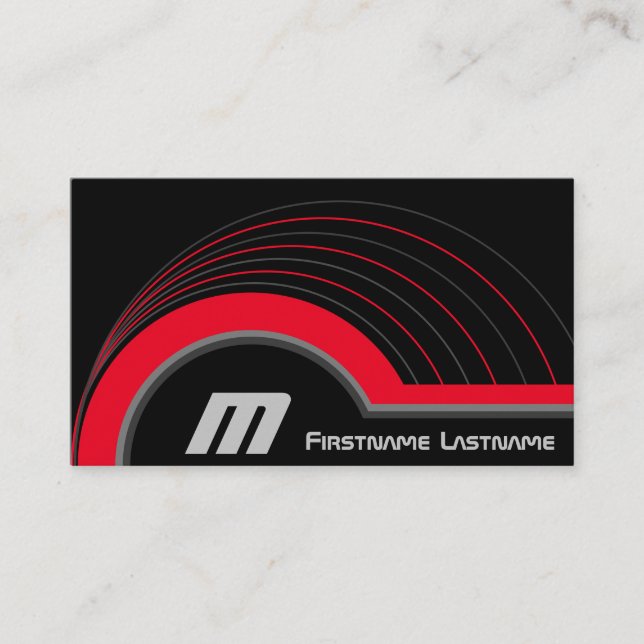 Tarjeta De Visita Sombras rojas grises de círculos abstractos negro  (Anverso)