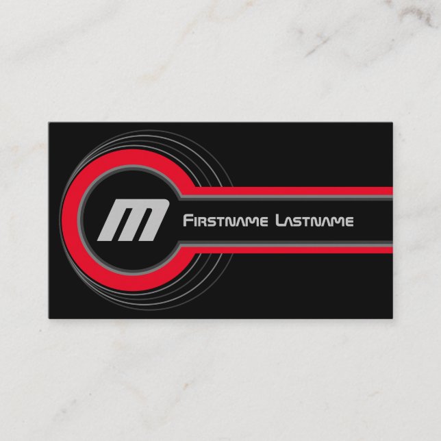 Tarjeta De Visita Sombras rojas grises de círculos abstractos negro  (Anverso)