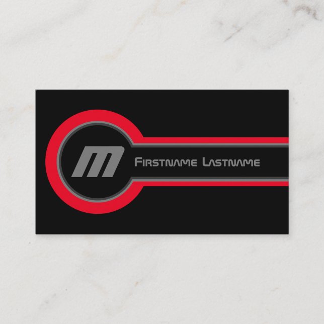 Tarjeta De Visita Sombras rojas grises de círculos abstractos negro  (Anverso)