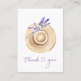 Tarjeta De Visita Sombrero de Paja Flores de Lavanda Púrpura Gracias