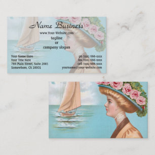 Tarjeta De Visita Sombrero de Rosa Rosa Señora de la Costa Vintage A