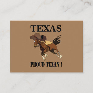 Tarjeta De Visita Sombrero de Vaquero Caballo Orgulloso Tejano Texas