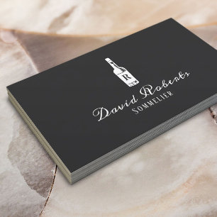 Tarjeta De Visita Sommelier Bartender elegante gris oscuro