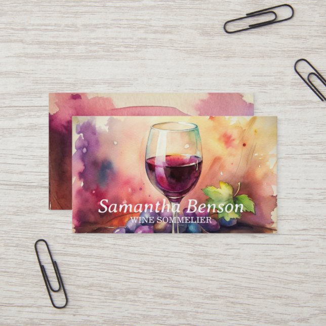 Tarjeta De Visita Sommelier De Vino De Vino De Vino Profesional (Anverso/Reverso In Situ)