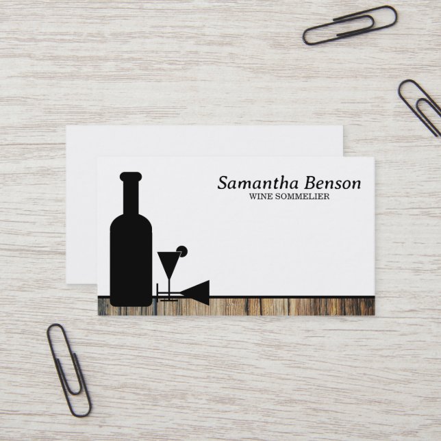 Tarjeta De Visita Sommelier De Vino De Vino De Vino Profesional (Anverso/Reverso In Situ)