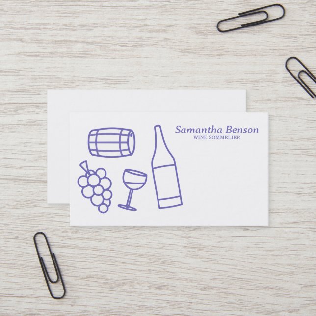Tarjeta De Visita Sommelier De Vino De Vino De Vino Profesional (Anverso/Reverso In Situ)