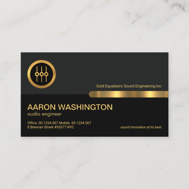 Tarjeta De Visita Sonido Ecualizador de sonido Gold de columna retro (Anverso)