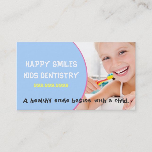 Tarjeta De Visita Sonrisa Médica de Odontología Dentaria para Niños (Anverso)