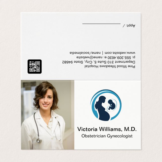 Tarjeta De Visita Sonrisa médica | Logotipo del ginecólogo del obste (Exterior desplegado)