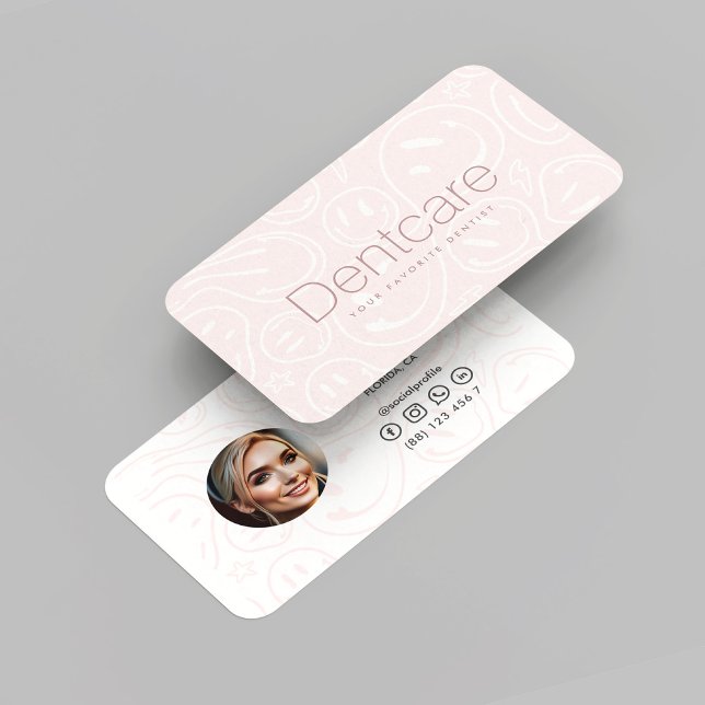 Tarjeta De Visita Sonrisa rosa odontológica moderna (Modern Dentist Dental Orthodontist Pink Smile Business Card
)