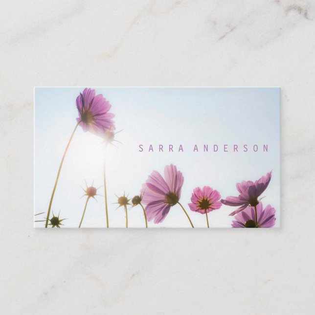 Tarjeta De Visita Sonrisas soleadas / Flores de margarita rosada Flo (Anverso)
