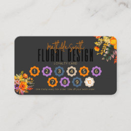 Tarjeta De Visita Sophisticated Floral Design Black Orange Loyalty