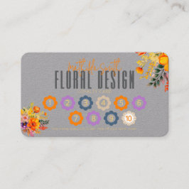Tarjeta De Visita Sophisticated Floral Design Gray Orange Loyalty
