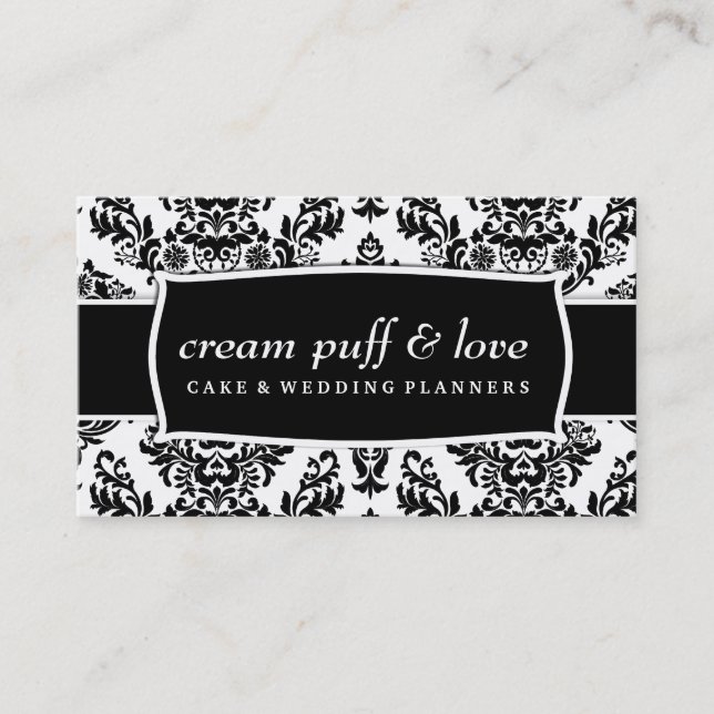 Tarjeta De Visita Soplo poner crema 311 y damasco blanco negro del (Anverso)