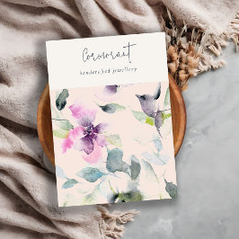 Tarjeta De Visita Soporte de banda Rubor Pink Purple Floral Necklace