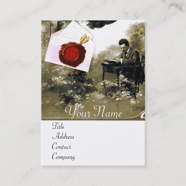 TARJETA DE VISITA SOPORTE DE CARTA ROMÁNTICA MONOGRAMA DE CERRADURA  (Anverso)