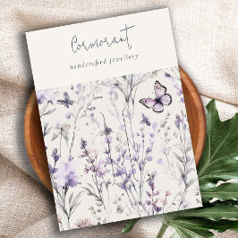 Tarjeta De Visita Soporte de pinza Lilac Purple Floral Script