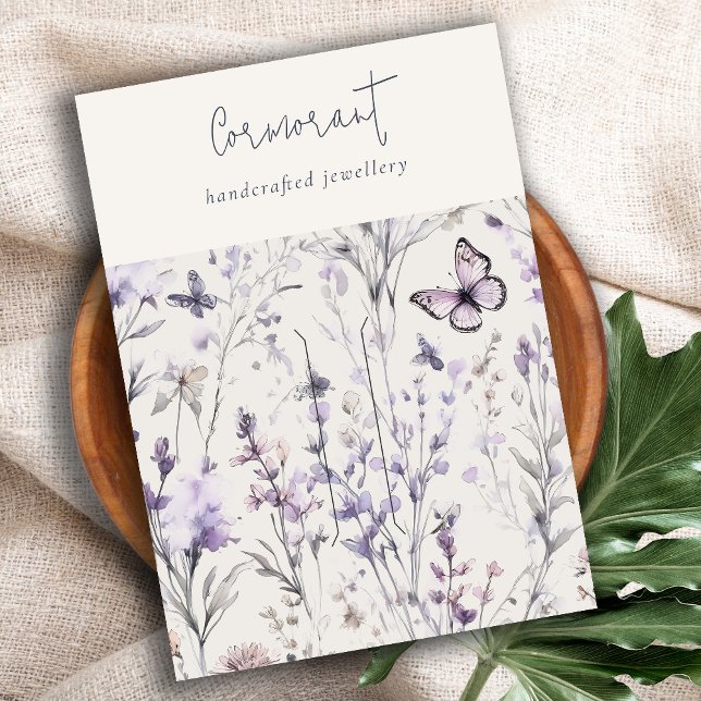 Tarjeta De Visita Soporte de pinza Lilac Purple Floral Script (Subido por el creador)