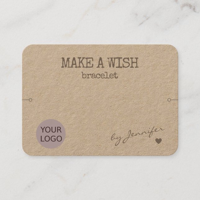 Tarjeta De Visita Soporte de pulsera de papel natural rústico hecho  (Anverso)